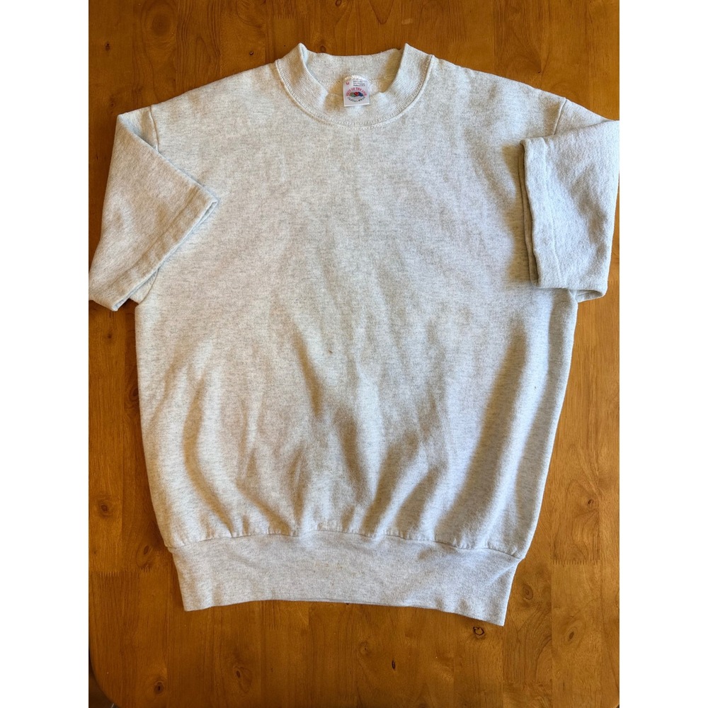 Vintage Fruit of the Loom Short Sleeve Sweatshirt Gray Made in USA Mens M 654